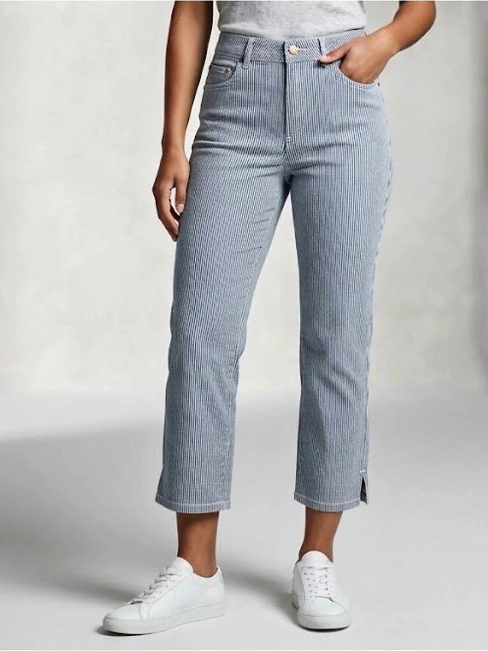 Marie Claire Striped Cropped Jeans